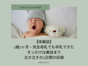 【体験談】1歳2ヶ月・完全母乳でも卒乳できた|きっかけは鼻詰まり、泣き泣きの3日間の記録