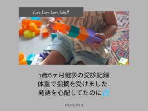 1歳6ヶ月健診の受診記録｜体重で指摘を受けました…発語を心配してたのに💦